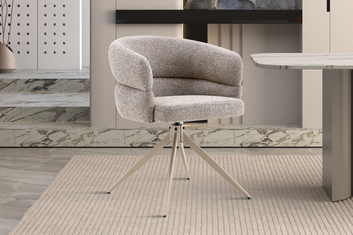 Draaibare eetkamerstoel Sanremo Met armleuning peper beige poot – foto 3