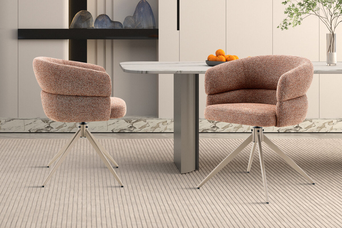 Draaibare eetkamerstoel Sanremo Met armleuning roest beige poot