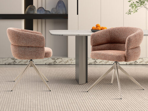 Draaibare eetkamerstoel Sanremo Met armleuning roest beige poot