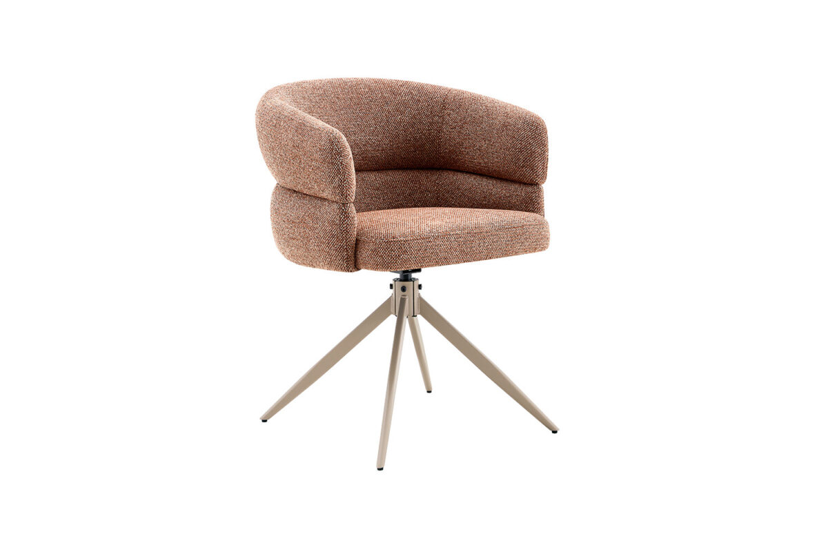 Draaibare eetkamerstoel Sanremo Met armleuning roest beige poot – foto 5