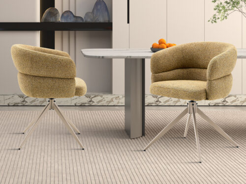 Draaibare eetkamerstoel Sanremo Met armleuning geel beige poot
