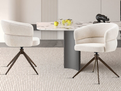 Draaibare eetkamerstoel Sanremo Met armleuning beige walnoot poot