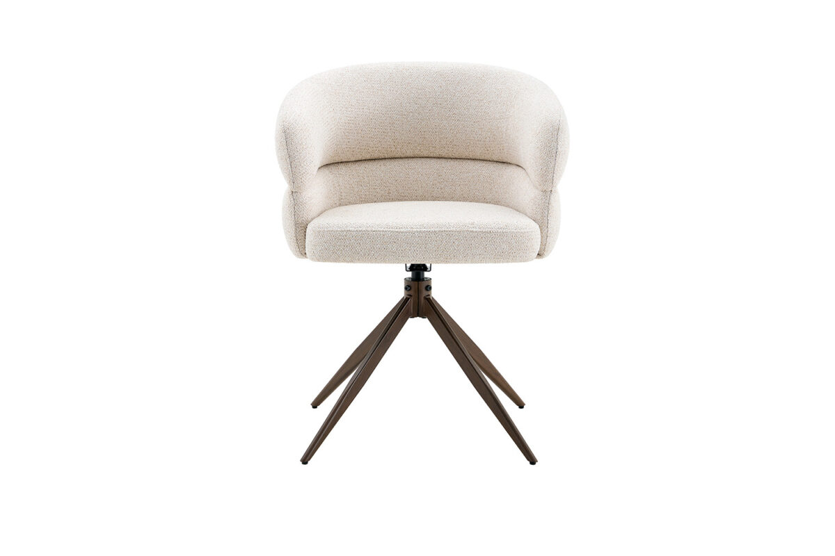 Draaibare eetkamerstoel Sanremo Met armleuning beige walnoot poot – foto 4