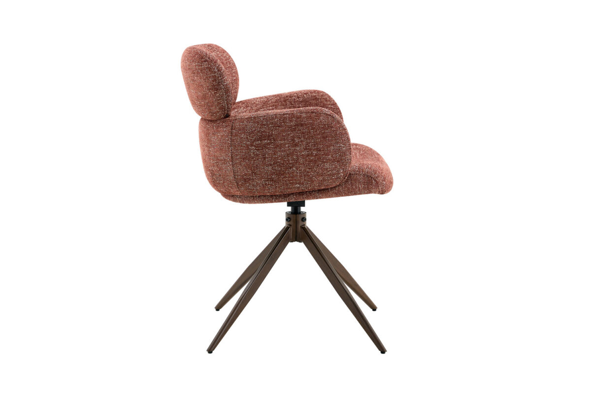 Draaibare eetkamerstoel Cortina Met armleuning roest stof Japandi – foto 6