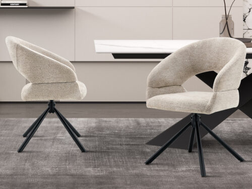 Draaibare eetkamerstoel Milan Met armleuning beige stof