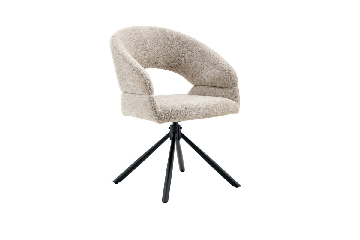 Draaibare eetkamerstoel Milan Met armleuning beige stof – foto 5