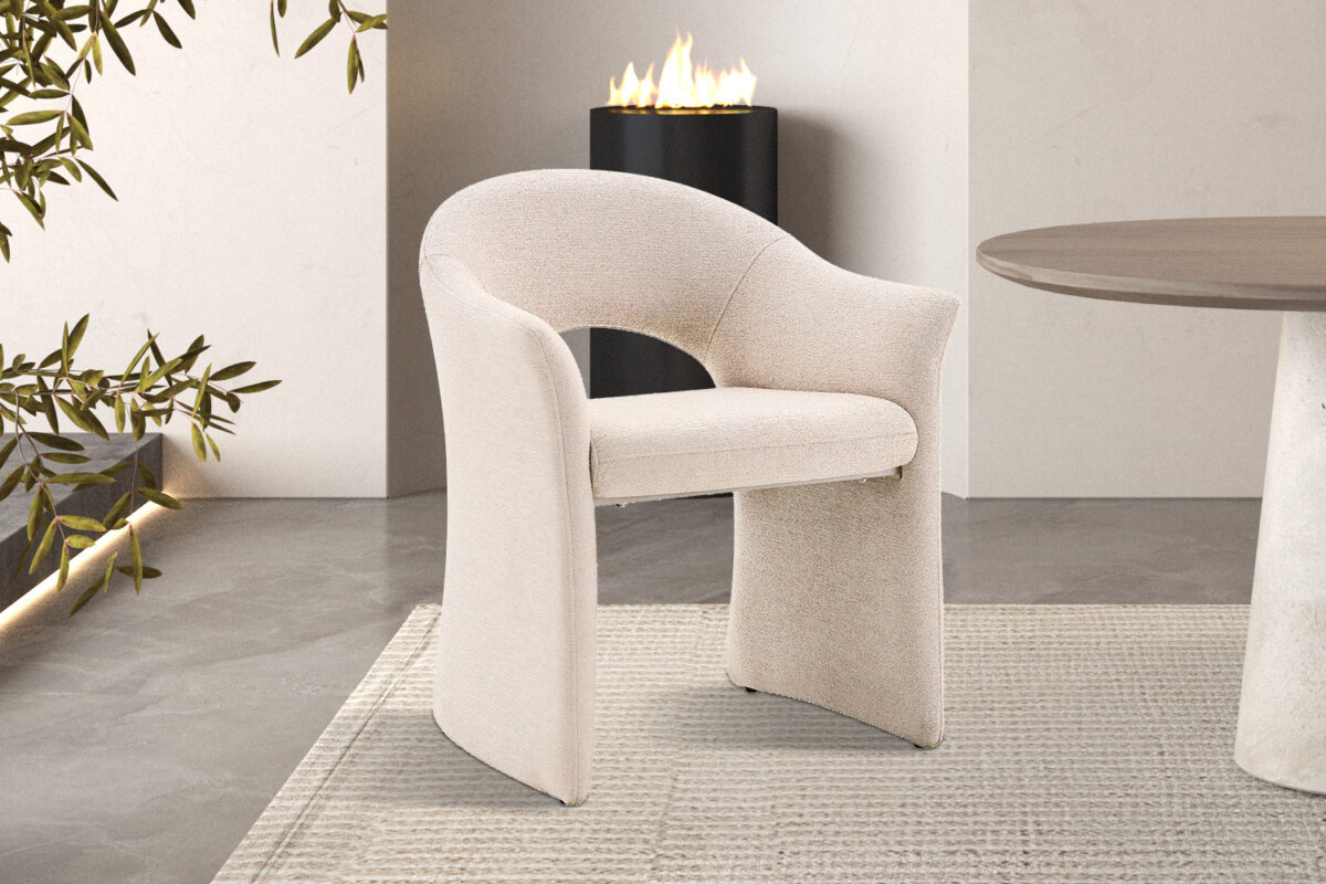 Eetkamerstoel Antibes Met armleuning beige stof Hotel chique
