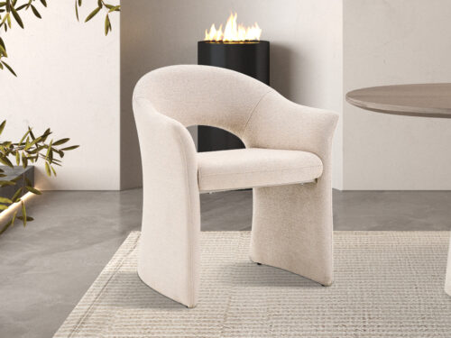 Eetkamerstoel Antibes Met armleuning beige stof Hotel chique