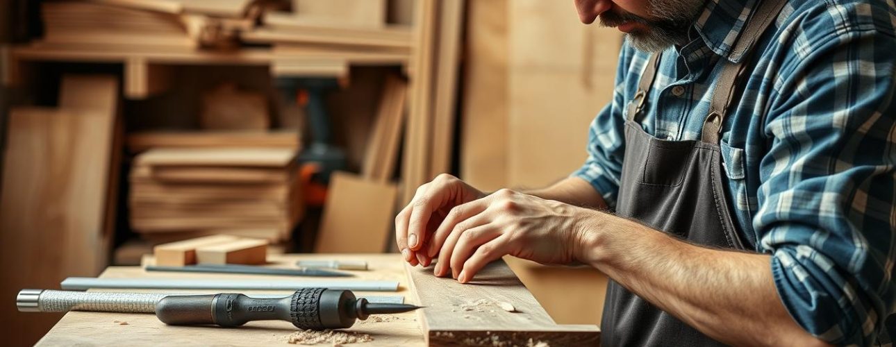 Ambachtsman die zorgvuldig aan een houten meubel werkt, illustreert waarom zijn meubels zo duur