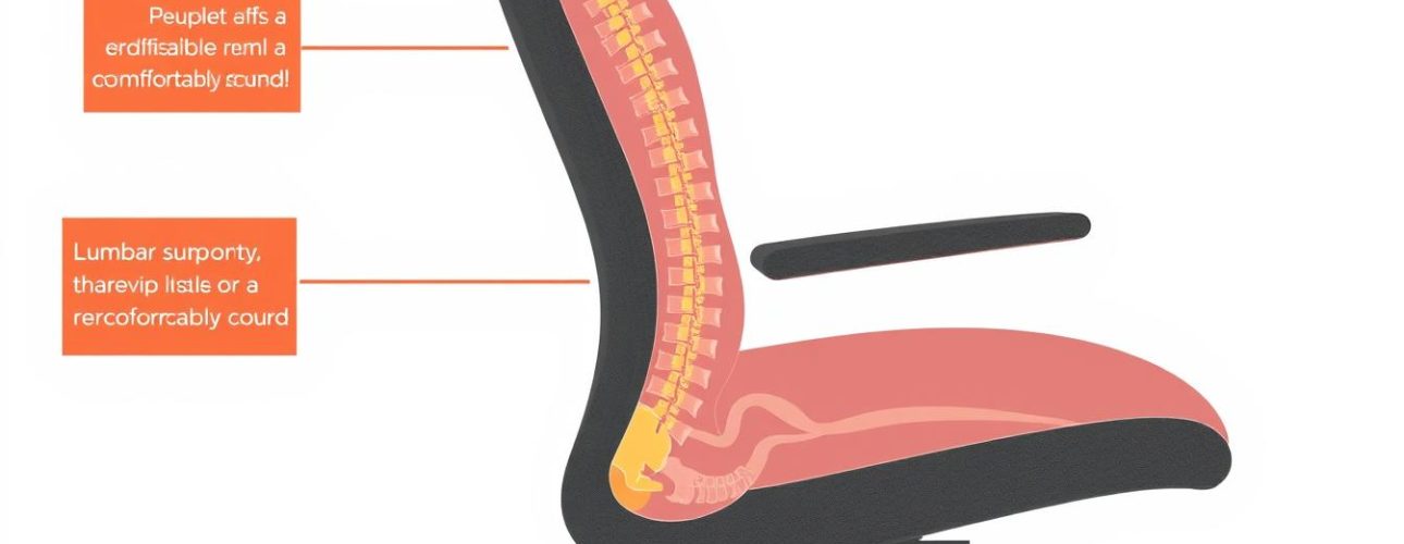 Anatomische ondersteuning van een comfortabele stoel met aanduiding van ruggengraat en lendenen