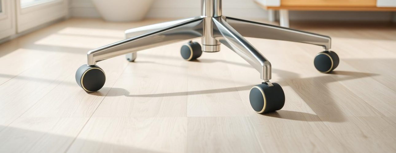 Bureaustoel met speciale wieltjes op laminaatvloer