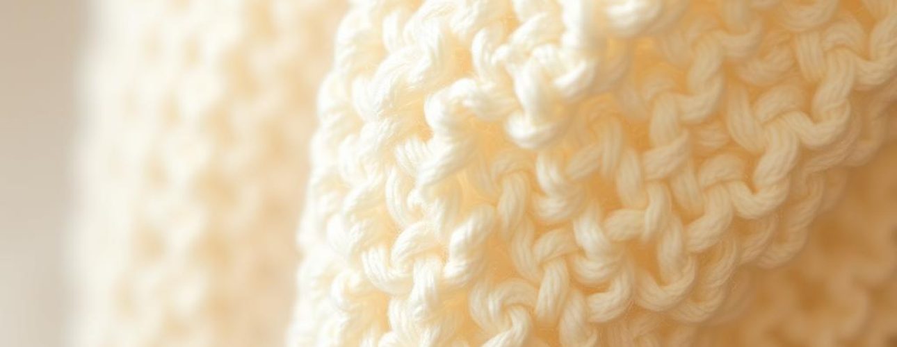 Close-up van een lichte bouclé stof met kenmerkende lussen en textuur in een neutrale kleur.