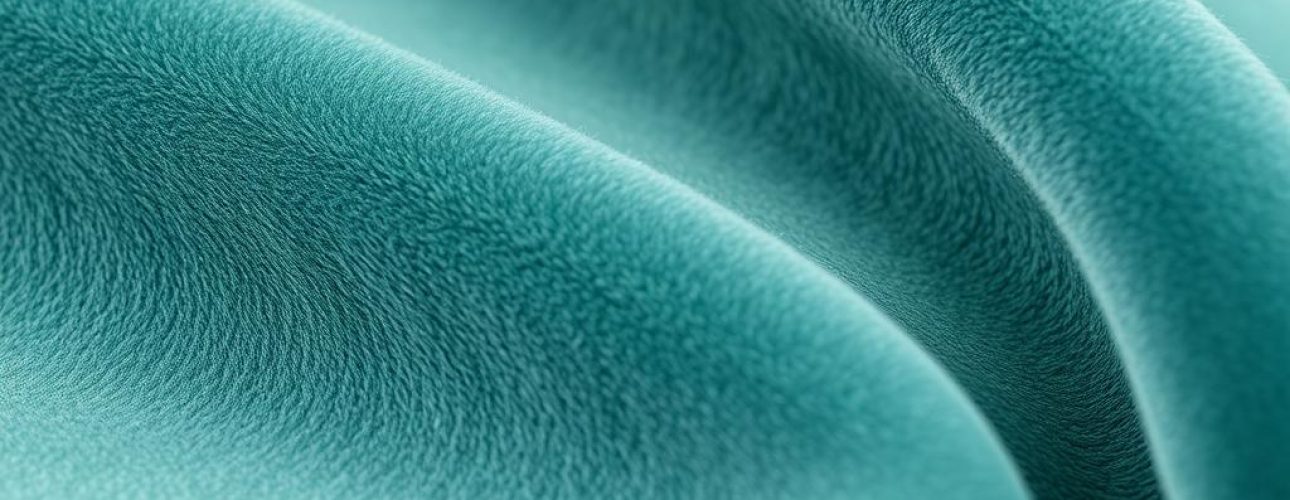 Close-up van velvet stof die de karakteristieke pool en glans toont