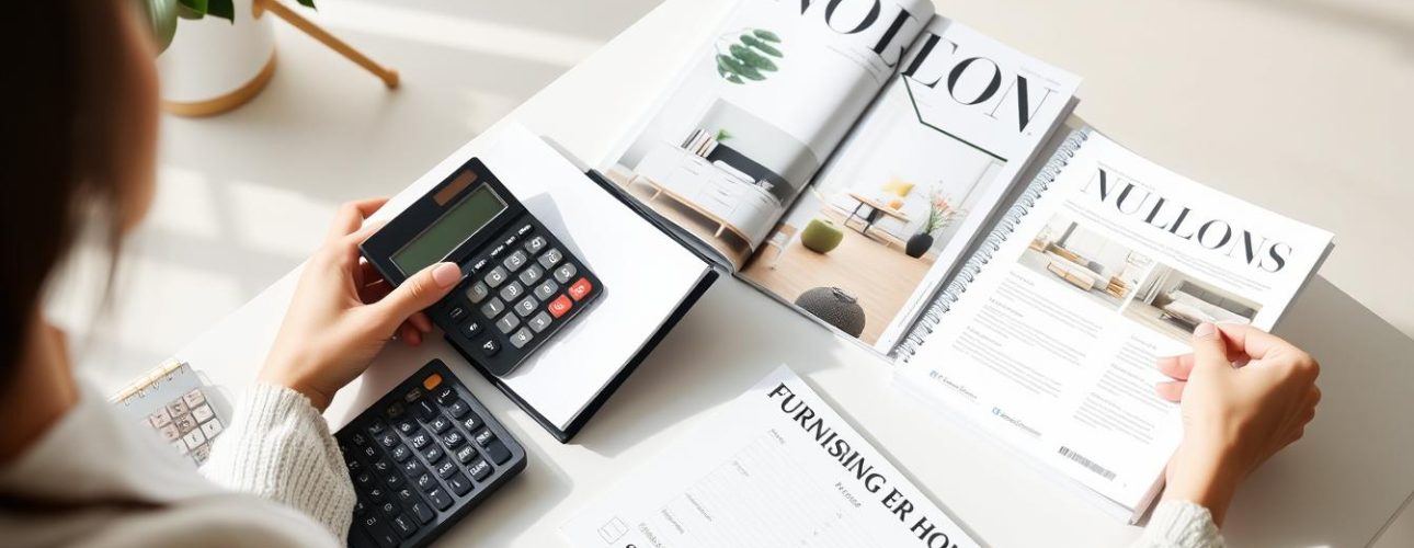 Een persoon die een budgetplan maakt voor het inrichten van een huis