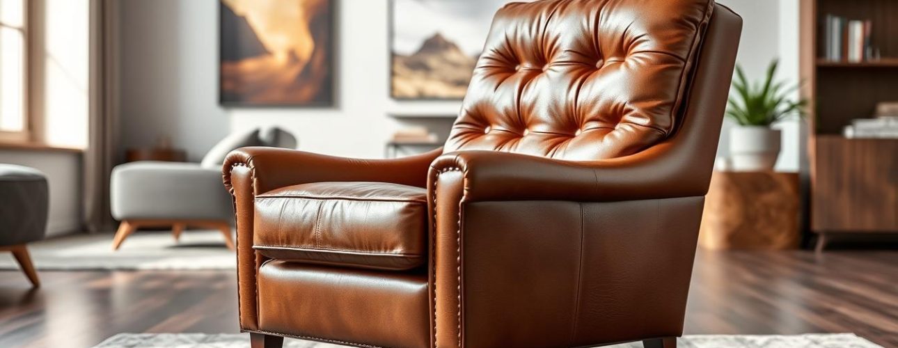 Elegante echte leren stoel in een modern interieur