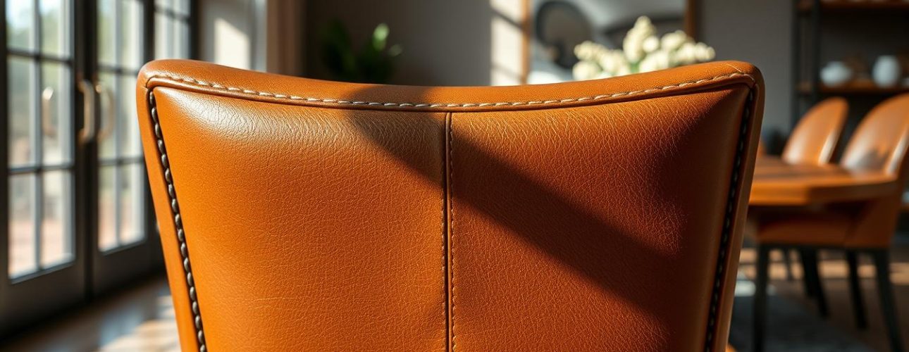 Elegante leren eetkamerstoel in een modern interieur