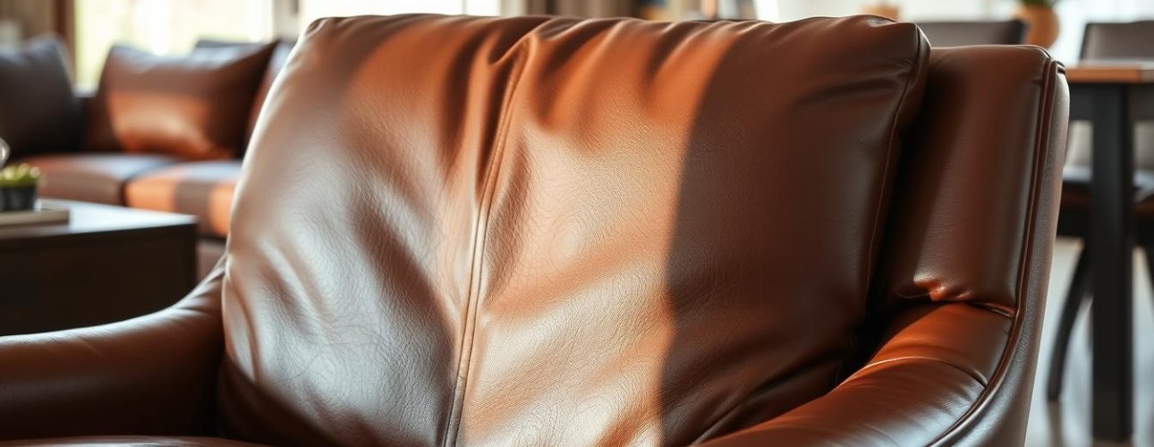 Elegante leren stoel in een moderne woonkamer met nadelen van leren stoelen zichtbaar