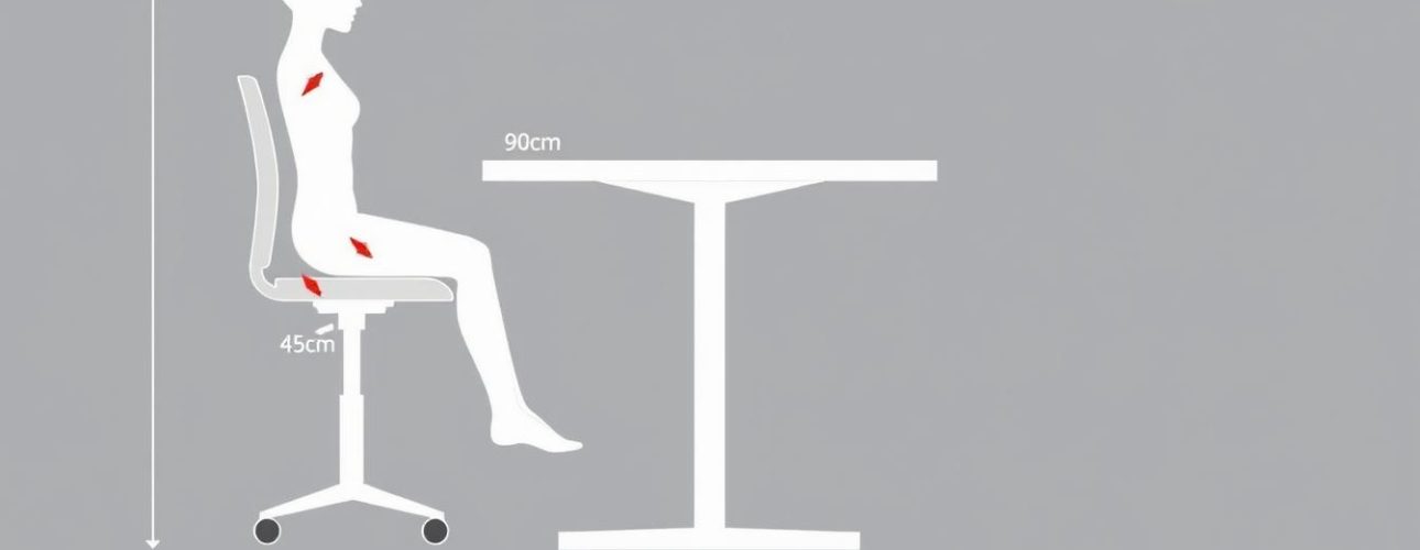Ergonomische zithouding bij een tafel van 75 cm hoogte stoel bij tafel