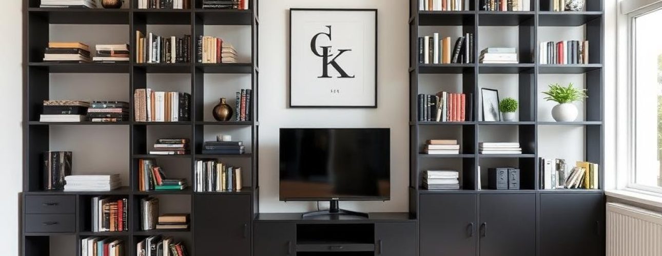 Kewlox modulaire boekenkast in een moderne thuisbibliotheek