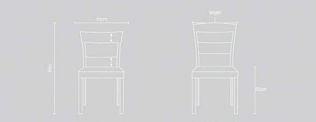 Standaardafmetingen van een eetkamerstoel met breedte tussen 40-50 cm