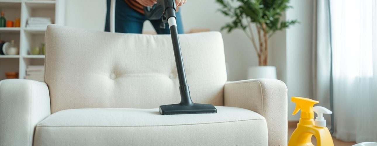 Stoffen stoel schoonmaken met stofzuiger