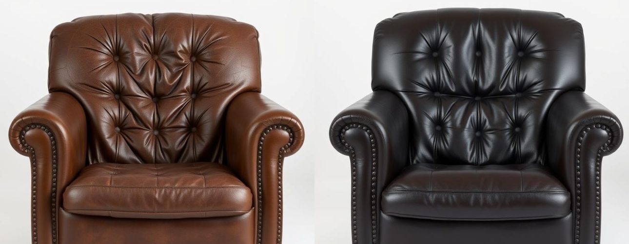 Uitgedroogd leren stoel naast goed onderhouden leren stoel, geschikte olie voor leren stoelen