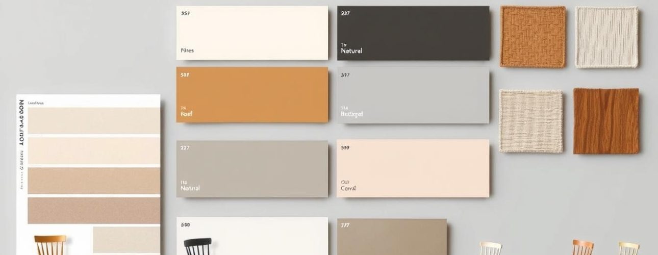 Verschillende kleurpaletten voor stoelen bij een eikenhouten eettafel