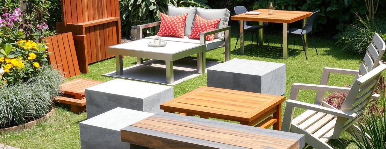 Verschillende materialen die buiten goed blijven in een tuin