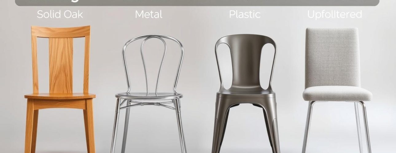 Verschillende materialen eetkamerstoelen met indicatie van levensduur