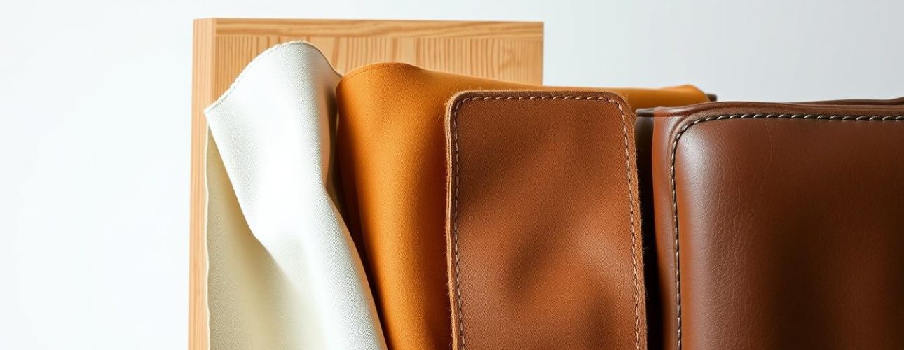 Verschillende meubelmaterialen zoals hout, stof en leer die de levensduur van meubels beïnvloeden