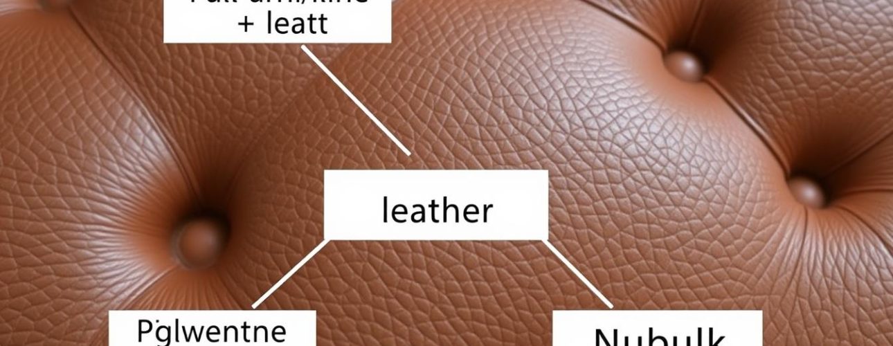 Verschillende soorten leer voor meubels met labels