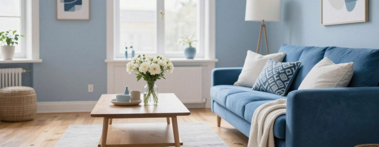 blauw scandinavisch interieur