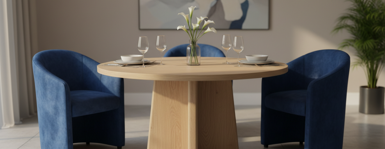 blauwe velvet eetkamerstoelen