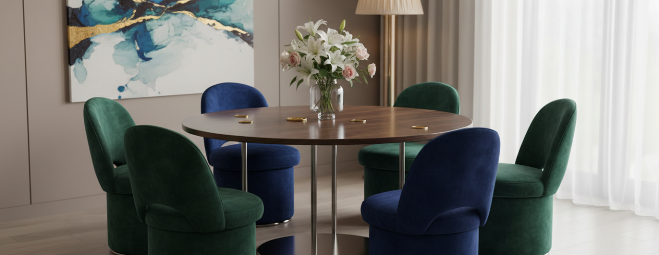 draaibare velvet eetkamerstoelen