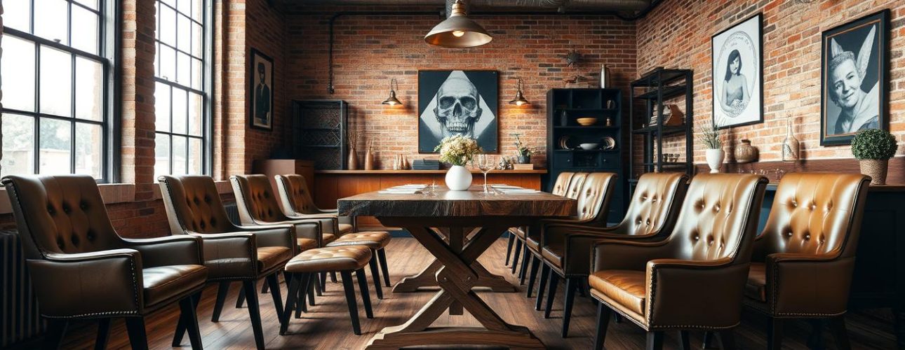 eetkamerstoelen industrieel leer