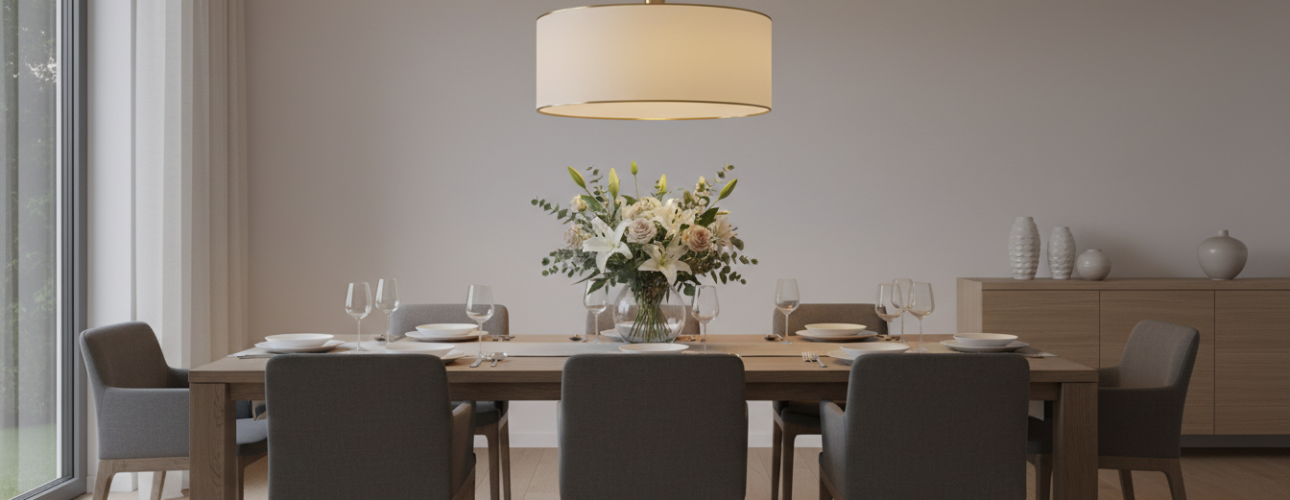 lamp boven rechthoekige eettafel