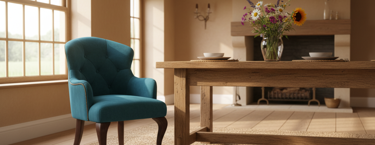 landelijke velvet eetkamerstoelen