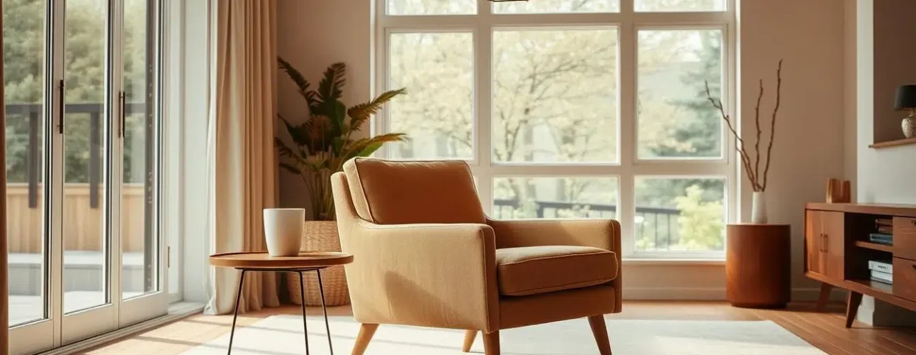 mid century stoel in woonkamer