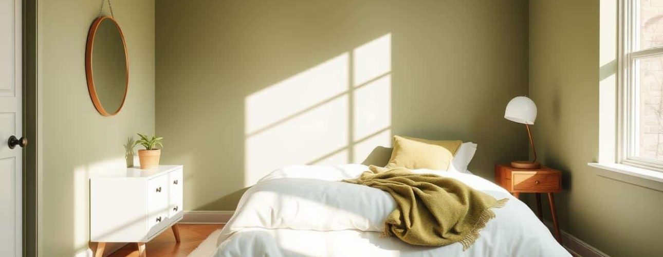 slaapkamer in kleur olijfgroen