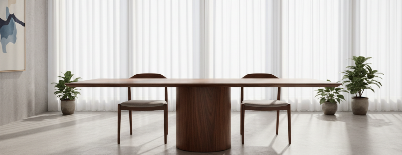 rechthoekige eettafel met één poot