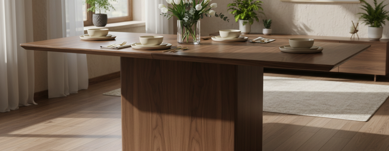 rechthoekige eettafel met middenpoot