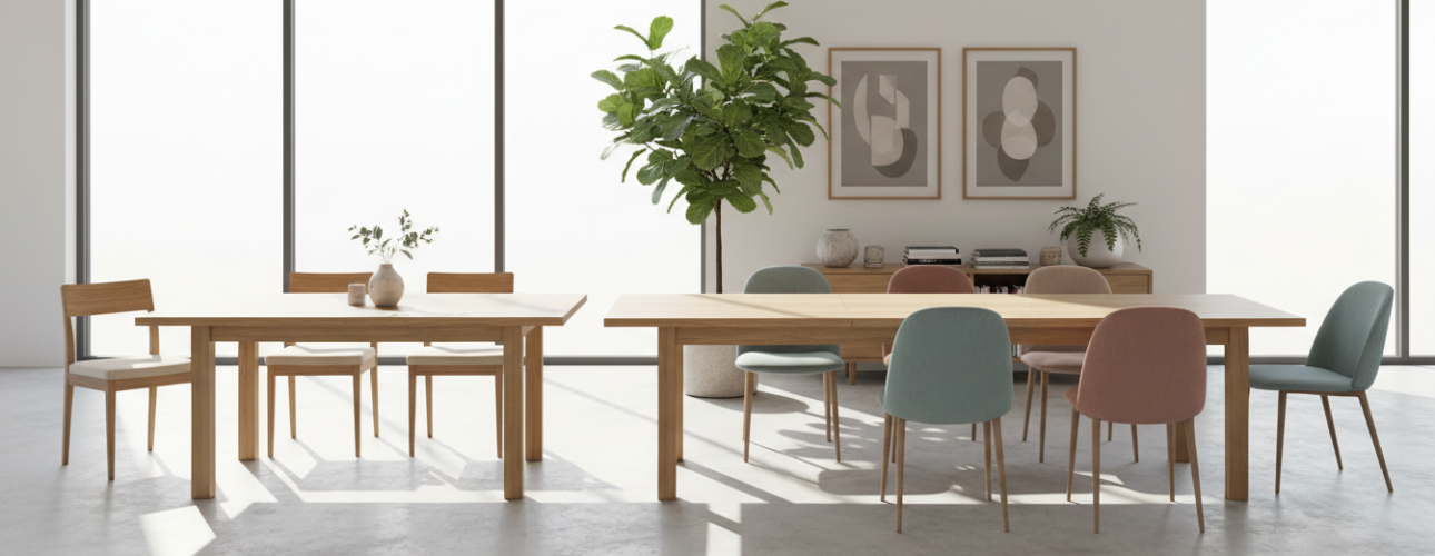 rechthoekige eettafel uitschuifbaar