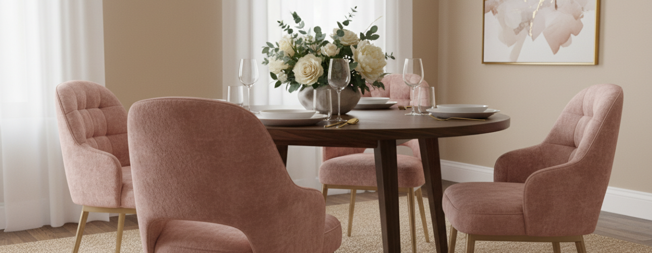 roze velvet eetkamerstoelen