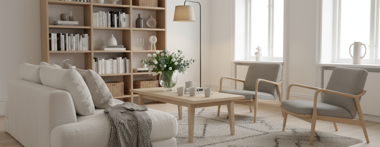 scandinavisch interieur woonkamer