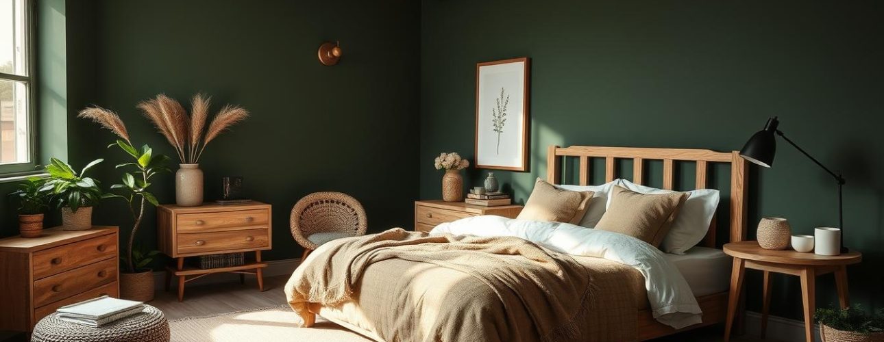 donkergroene slaapkamer