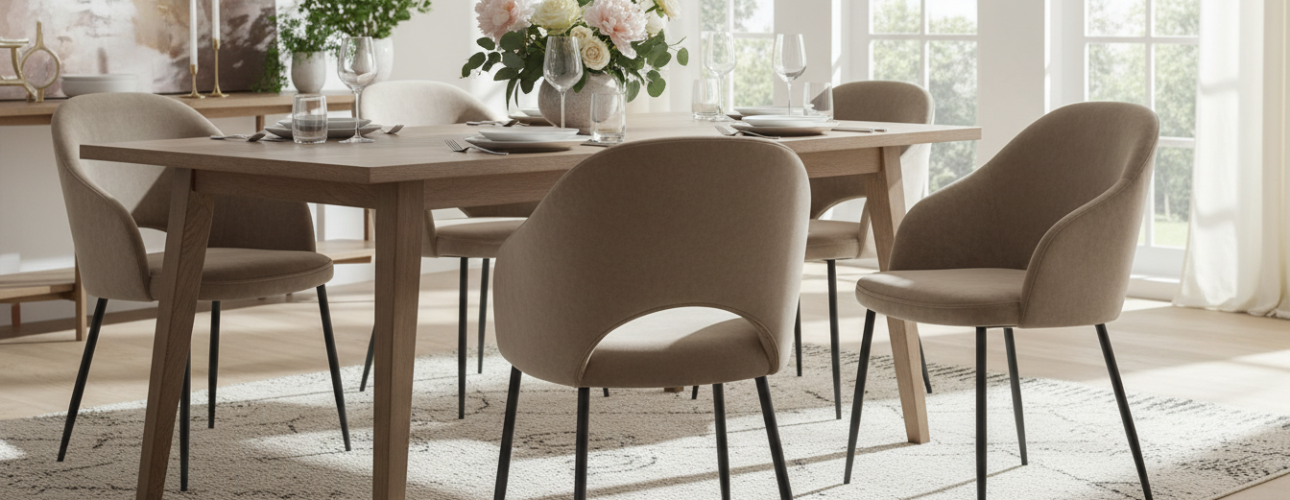 taupe velvet eetkamerstoelen