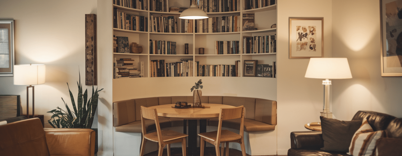 Eettafel en woonkamer