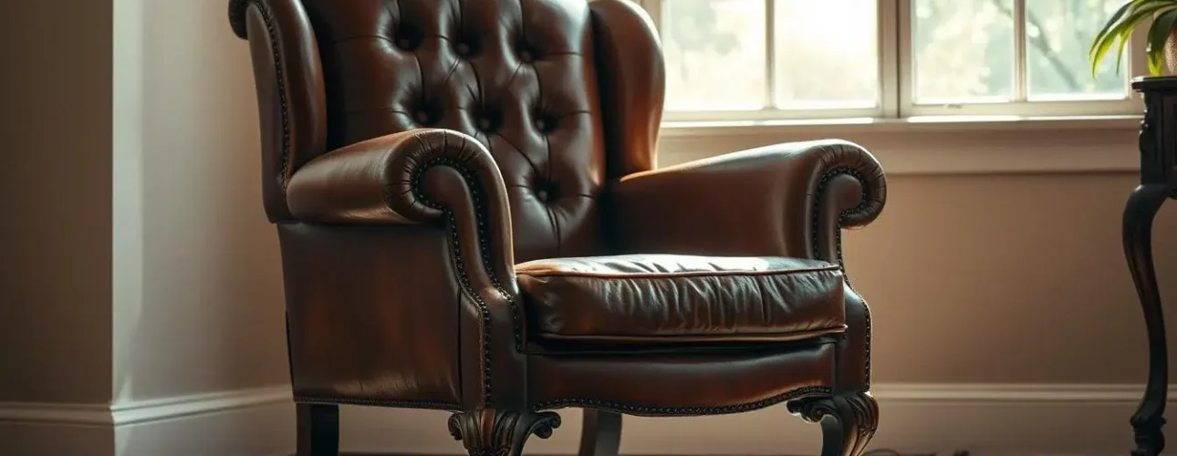 vintage leren eetkamerstoel